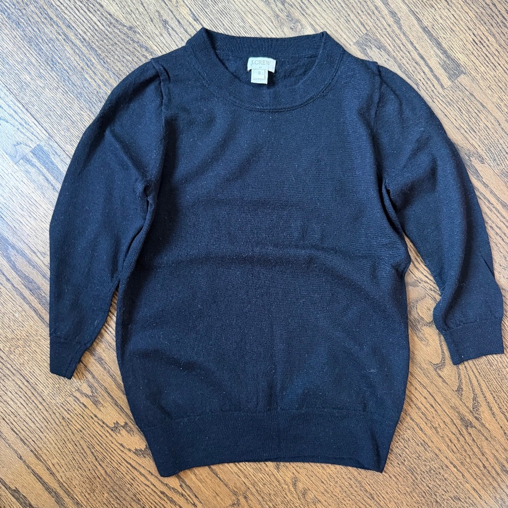 J Crew Factory Black 3/4 Sleeve Sweater